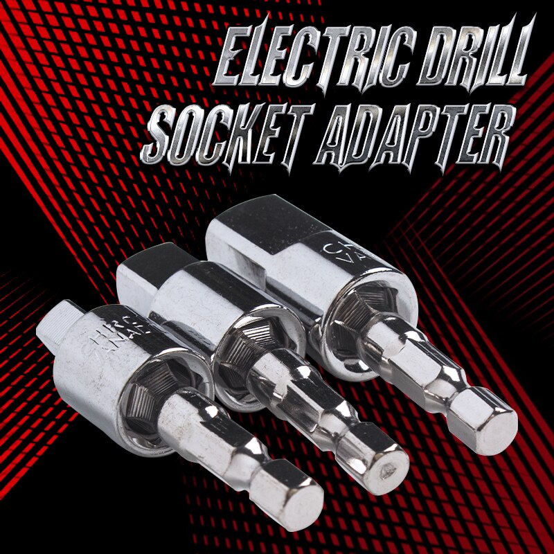 Elektrische Boor Socket Adapter Voor Impact Driver Met Hex Shank Vierkante Socket Boren Draaibaar Extension 1/4 "3/8" 1/2"