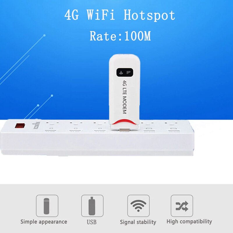 4G Portable Hotspot Mini Wifi Router Usb Modem 100Mbps Lte Fdd With Sim Card Slot