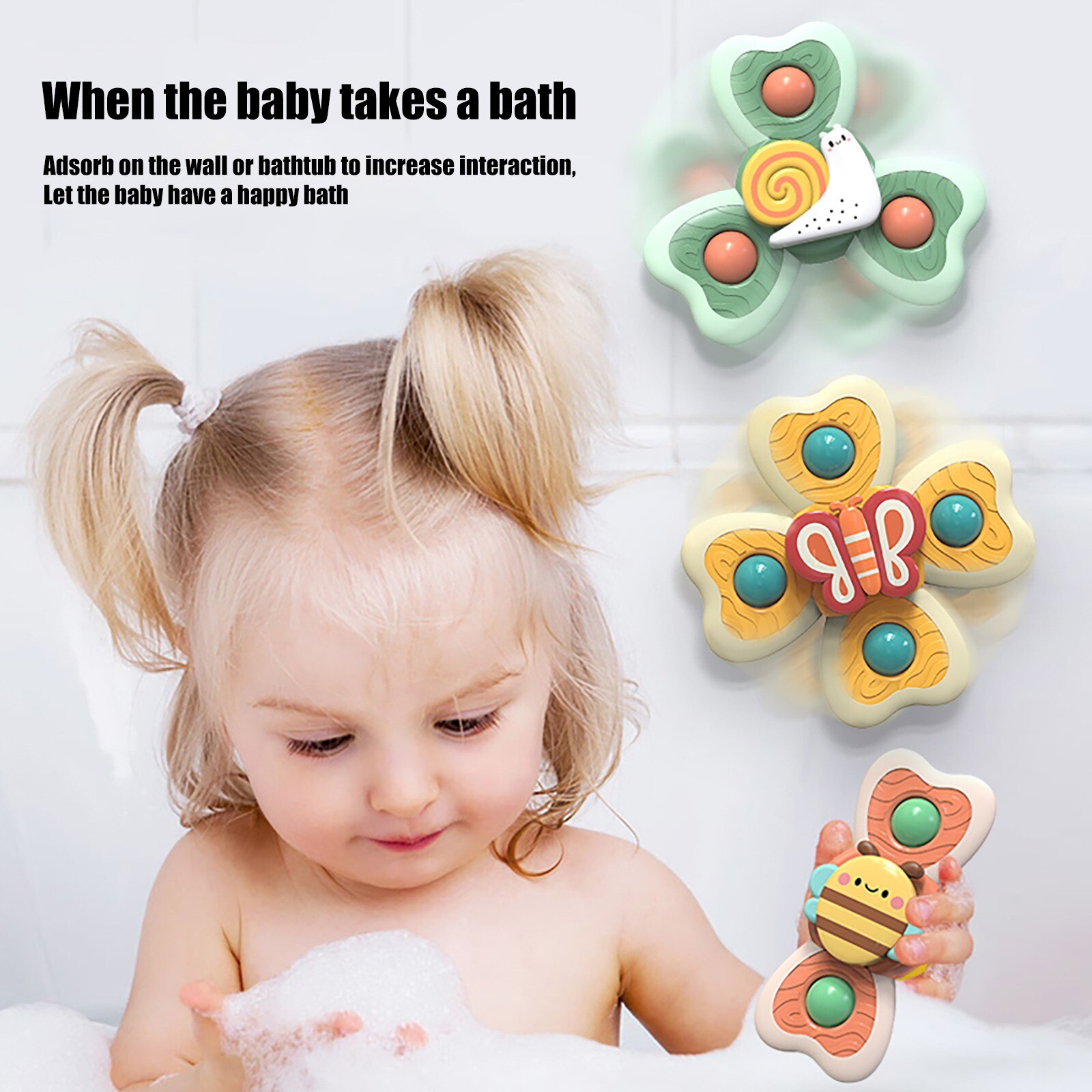 Baby Rammelaars Voor Kinderen Douche Badkamer Grijpen Gyro Animal Sucker Spinner Spin Sucker Spinning Top Spinner Speelgoed Sensory Speelgoed