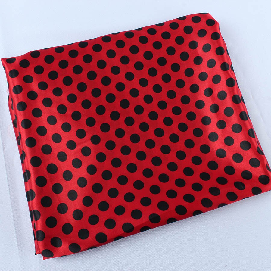 10mm polka dot printed Satin fabric Dress Linings Making 150cm wide by meter: Red (background)