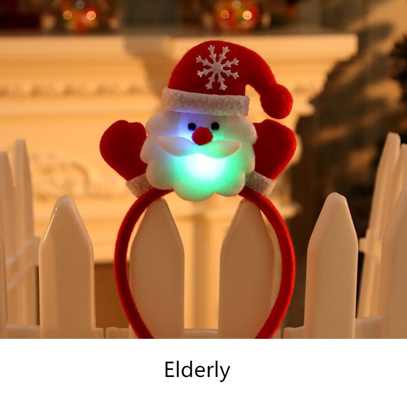 Xmas Toy Red Double Head Novelty Toy Christmas Santa Reindeer Snowman Bear LED Light Headband Hair Christmas For Children: Type 1