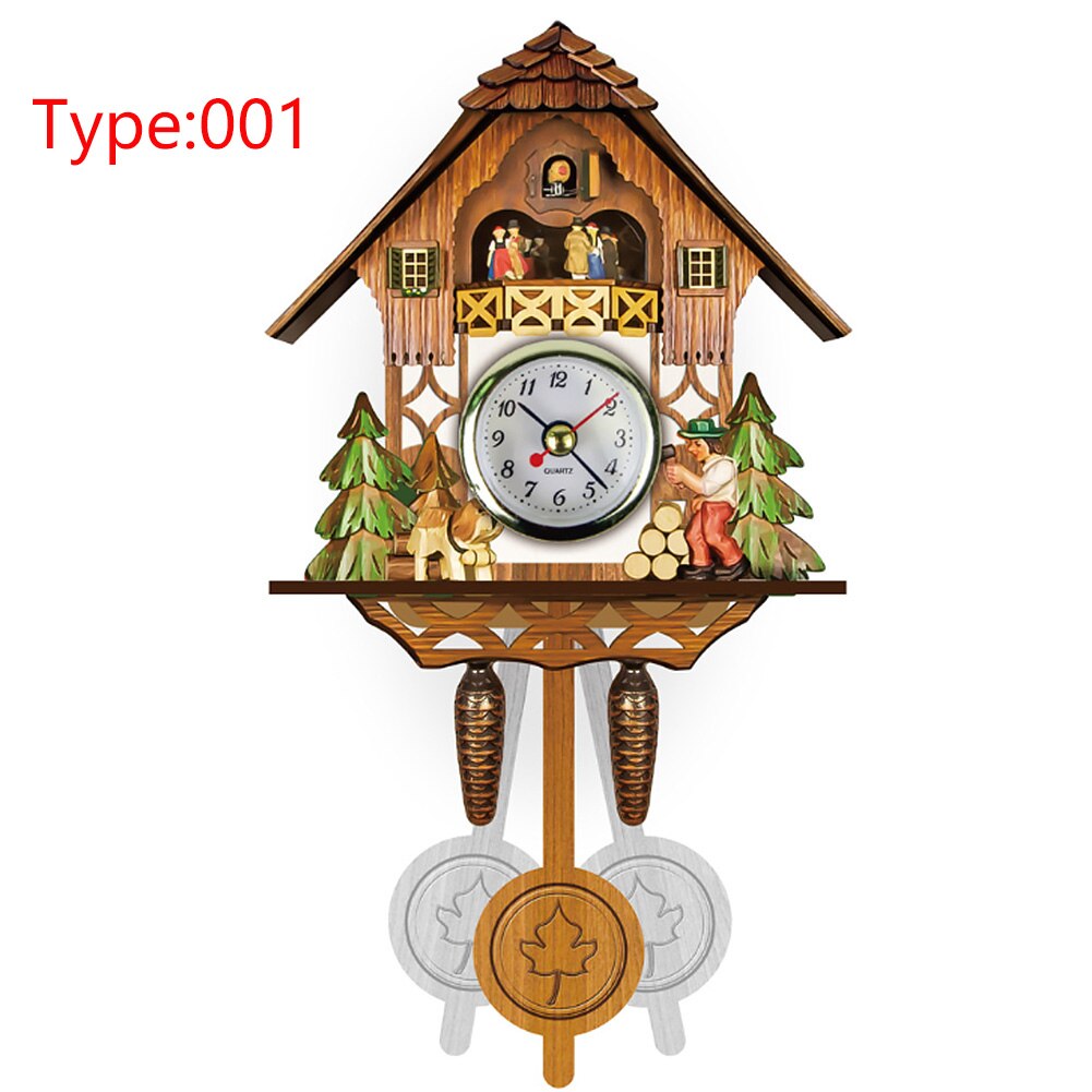 Bird Cuckoo Pendulum Home Wall Clock Decorative Living Room Hanging Vintage Wood