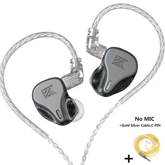 Kz  dq6 3dd dynamische driver in-ear oortelefoon hifi muziek sport headset met 2- pins kabel kz edx zsn pro zsx dqs zvx zexpro: Grijs