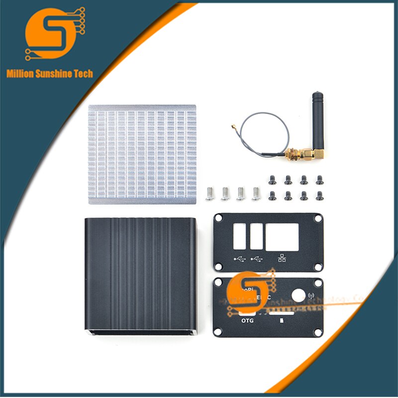 NanoPi NEO Plus2 Metalen Aluminium Shell met Antenne en Custom Radiator