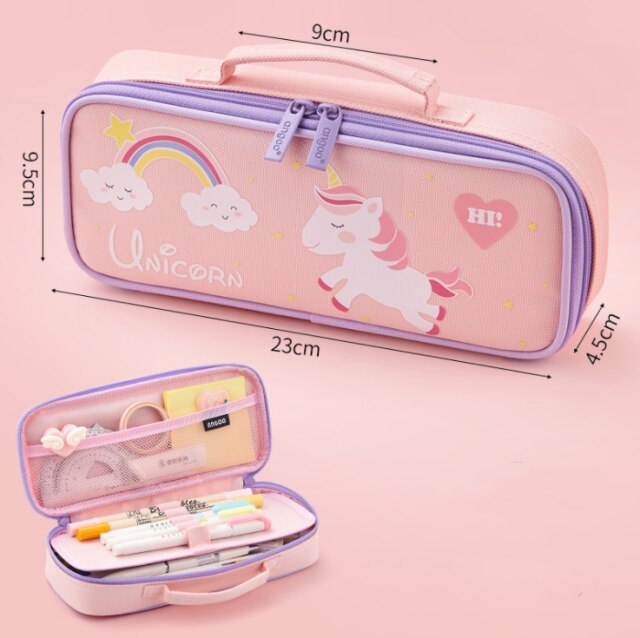 Estuche escolar Kawaii con mango y bolígrafo de gran capacidad para niñas y niños, Kit de papelería, 1 unidad: 1