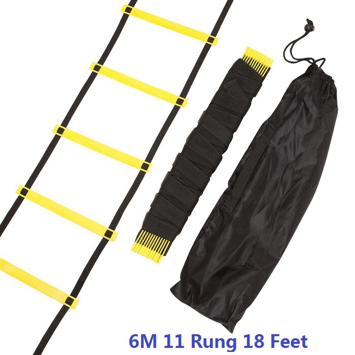 Correas de nailon de 9 estilos, escalera de agilidad para entrenamiento de fútbol, escaleras de velocidad, entrenamiento de velocidad para fútbol americano, equipo deportivo de entrenamiento de velocidad: 11Rung 18Feet 6M