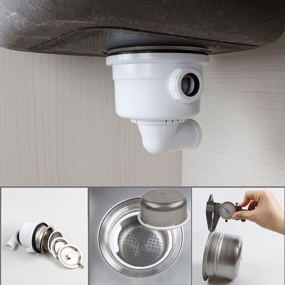 Talea 140mm flange kitchen sink basin drain filter basket strainer with anti-leakage overflow G1 1/2" drainpipe XL337C001