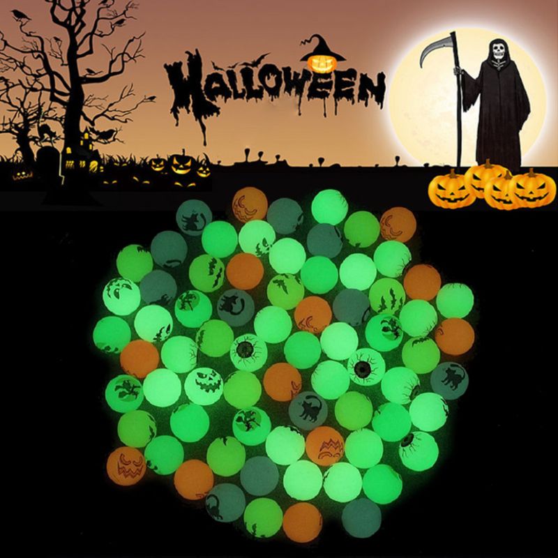 72 kpl halloween-teema hehkuu pimeässä pomppivat pallot halloween pomppivat juhlat -tarvike temppu tai herkkulelut