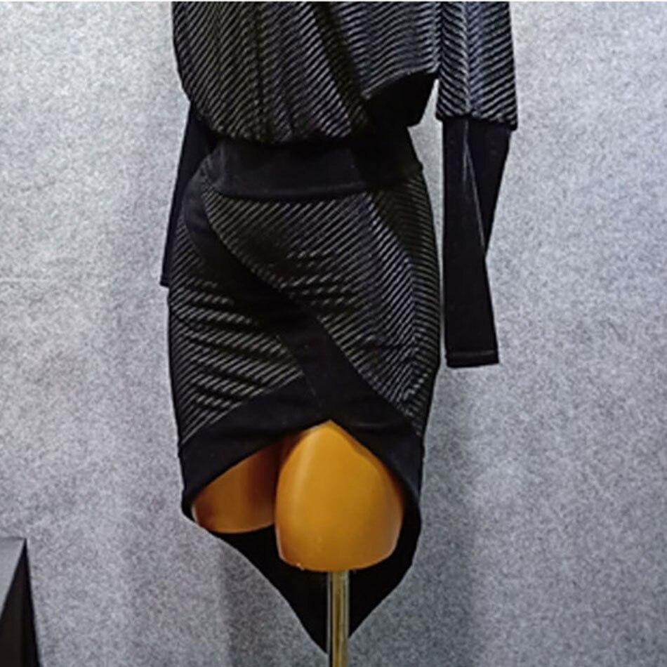 Long Sleeve V Neck Stripped Latin Dance Dress Dancing Performance Women Dress Ballroom Samba Tango W279