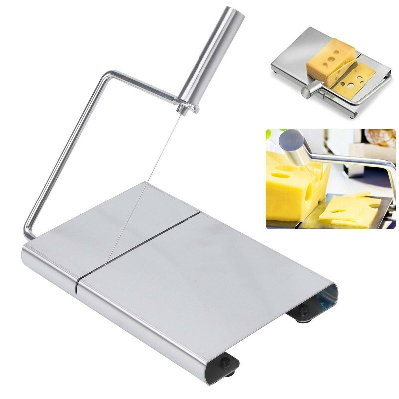 Silver Stainless Steel Cheese Slicer Wire Cutting Cheese Butter Cutter Kitchen Use Easy Clean Handle Slicer Cheese Tool