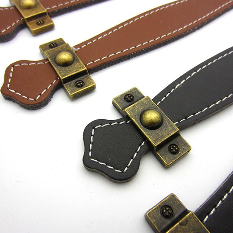 2 Stuks Vintage Lederen Handvat En Knoppen Deur Riem Pull Handvat Voor Meubels Kast Lade Handtassen Bagage Koffer Accessoires