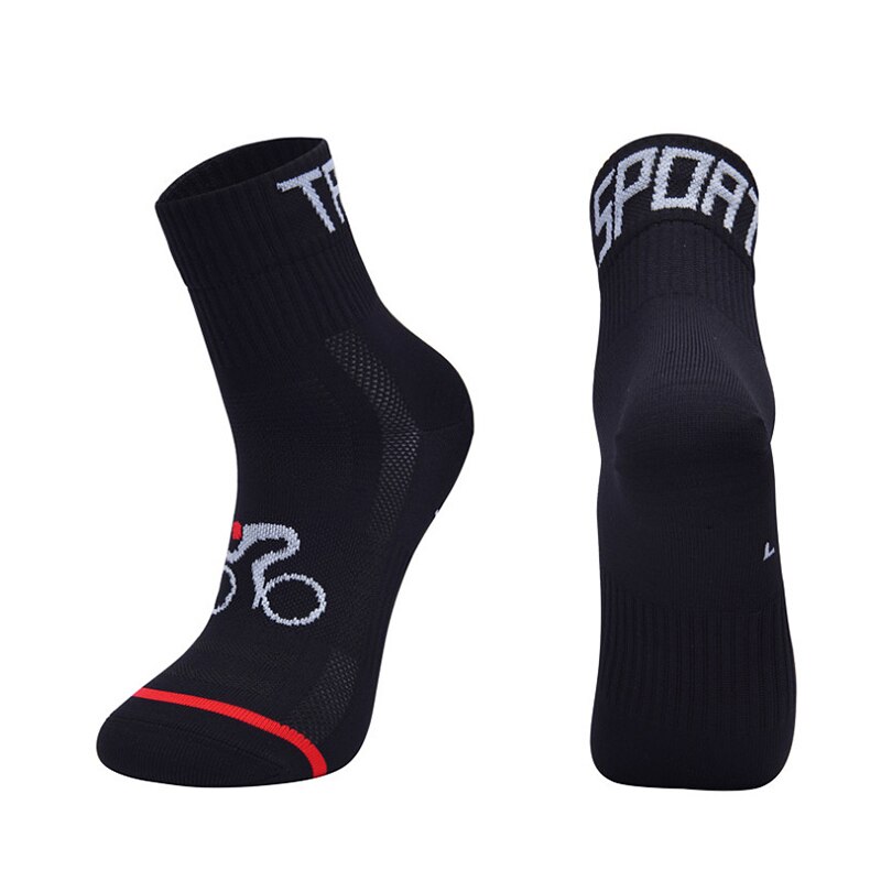 Männer Frauen Professionelle Radfahren Socke Atmungsaktive Basketball Socken Schützen Füße Wicking Bike Laufen Fußball Outdoor Sport Socken: Black / M(EU35-38 US5-6.5)