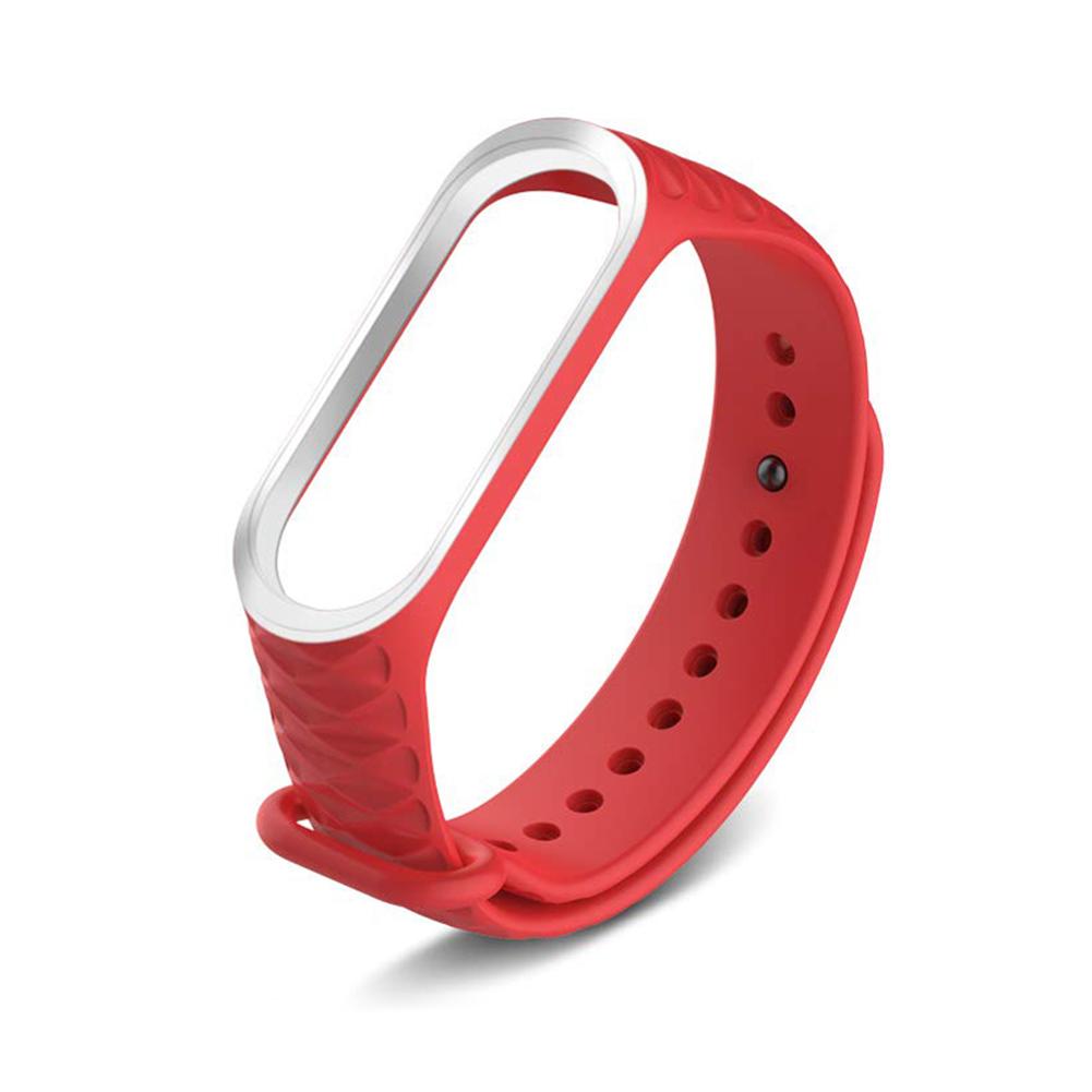 Suitable for Millet Bracelet 3 Silicone Solid Color Monochrome Texture Diamond Replacement Wristband for Xiaomi Mi 3 Wrist Strap: Red