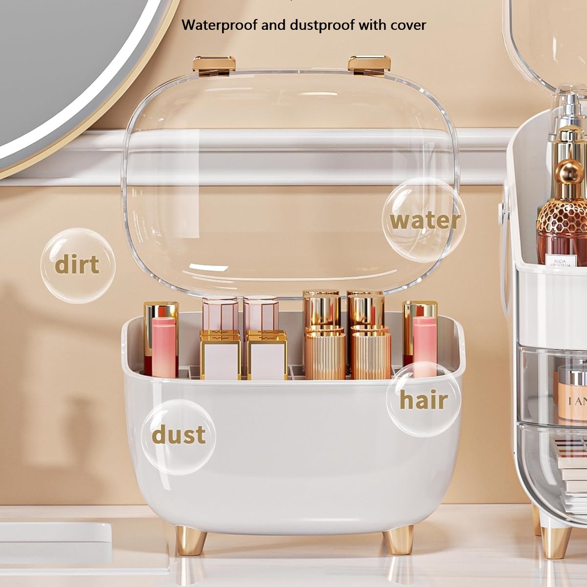 Lippenstifthalter-Organizer mit Deckel, transparenter Acryl-Lippenstift-Ausstellungsständer, Behälter, staubdicht, Schönheits-machen-hoch-Organizer für Kosmetika