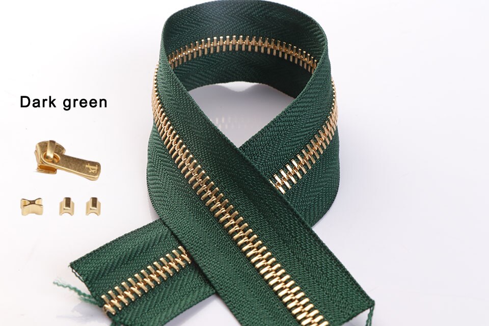 2 set *25cm ykk dragkedja med excella blixtlås avdragare leathercraft  #3/#5 metall dragkedja koppartänder handväska handväska hårdvara: Mörkgrön / Storlek 3