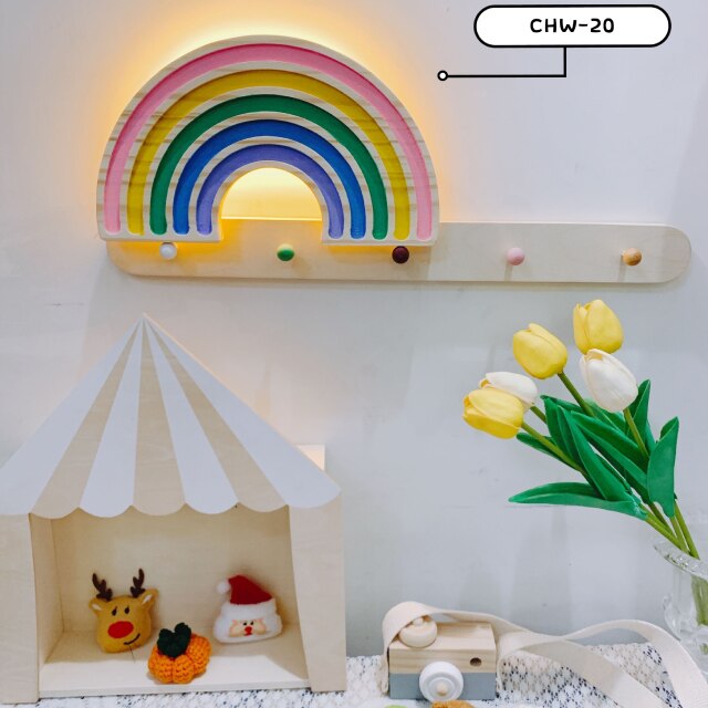 Nordic Style Handmade Painted LED Rainbow Building Blocks Rainbow Night Light Wall Hanging Rainbow Lamp Kid's Room Decor Props: 20