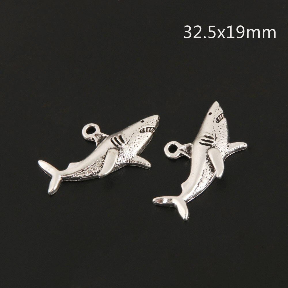 25 stk charms søde haj dyr sølv farve vedhæng til fit smykker diy håndlavet tilbehør: Default Title
