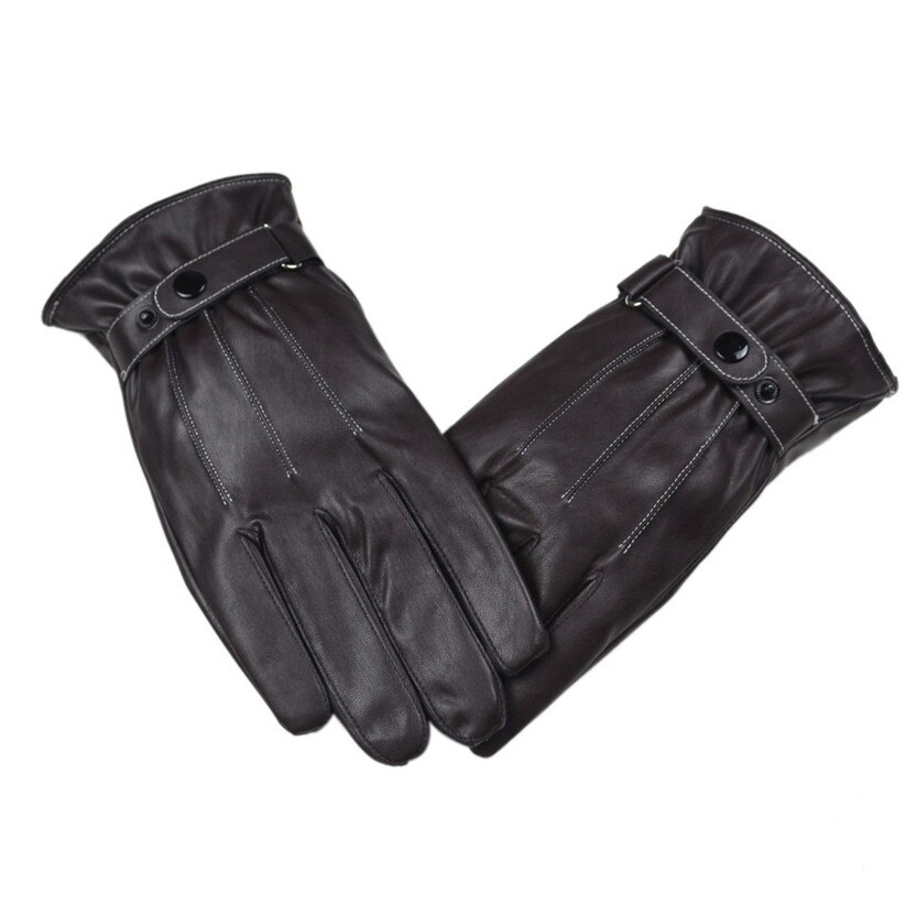 JAYCOSIN Newly Mens Winter PU Leather Warm Cashmere Gloves j9: Coffee