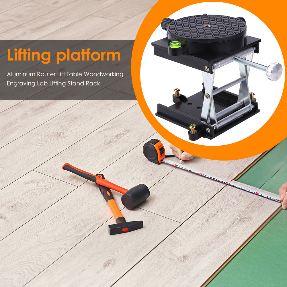 360 Degree Rotation Woodworking Router Lift Table Adjustable Engraving Lifting Stand Manual Lifting Platform Woodworking Benches