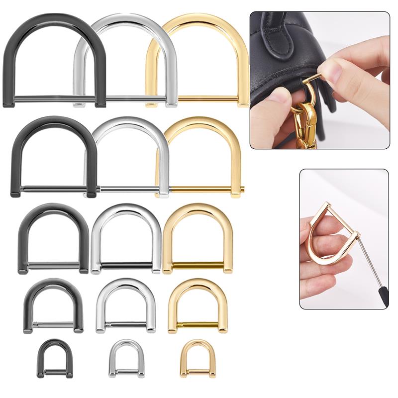2Pcs Stainless Steel D-Ringshackle Clasp Buckle Keychain Ring Hook Screw Pin Joint Connecter Bag Strap Leathercraft Parts