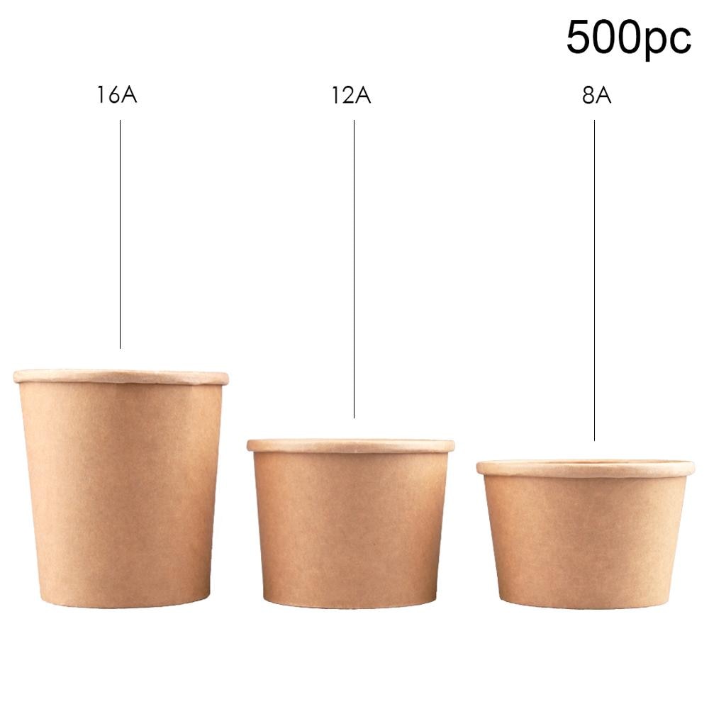 Hanlin Disposable food container 8oz-16oz Kraft paper soup bucket 500pieces/carton for soup