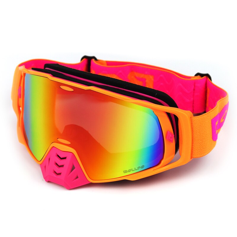 MX Goggle in Motorrad Gläser BOLLFO Moto-Cross Brille ATV aus Straße Schmutz Fahrrad Staubdicht Rennen Glas Anti Wind Brillen Brille: Orange F Revo L