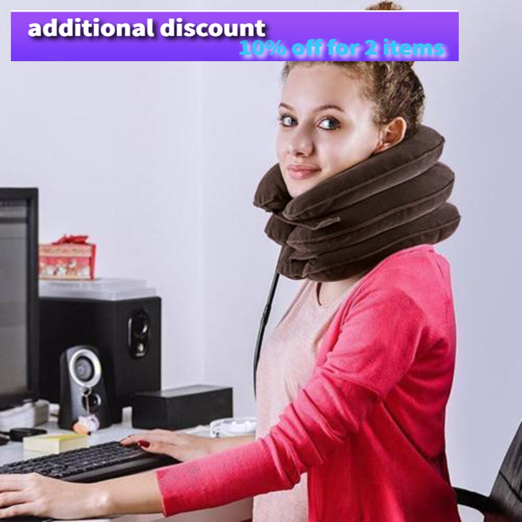 Hals Tractor Opblaasbare Uitbreidbaar Pain-Relief Nekkussen Kraag Cervicale Tractie Brace Ondersteuning Kussen Ontspanning Brace