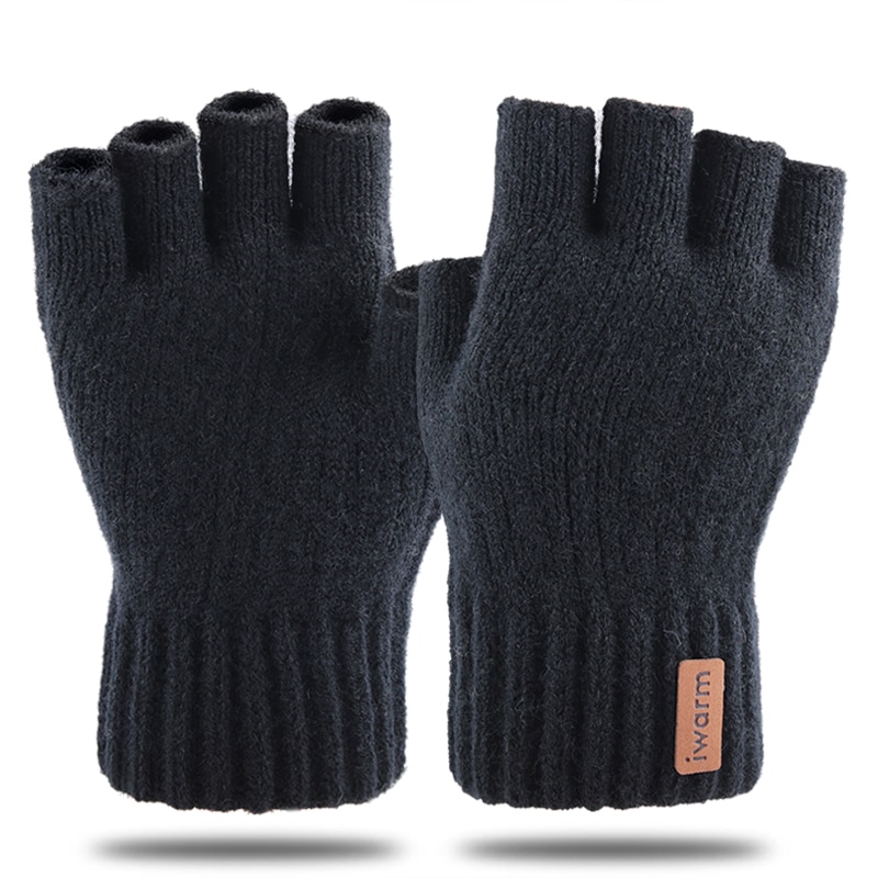 Iwarm guantes de medio dedo para mujeres y hombres guantes tejidos sin dedos Otoño Invierno mantener el calor mitones