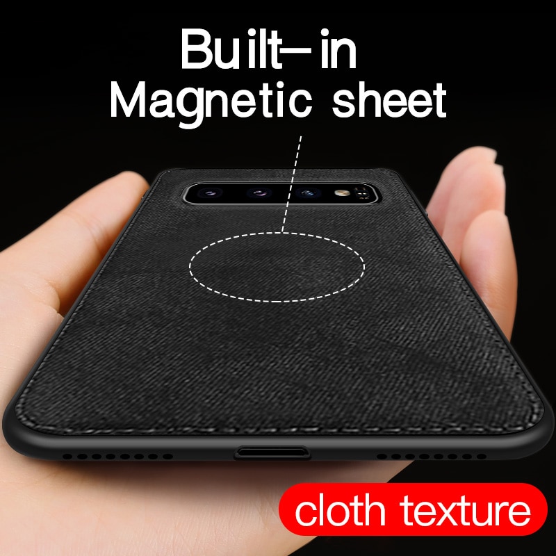 Funda de tela magnética de lujo para Samsung Galaxy S8 S9 S10 Plus Note 8 Note 9 fundas de silicona suave con textura de tela ultrafina