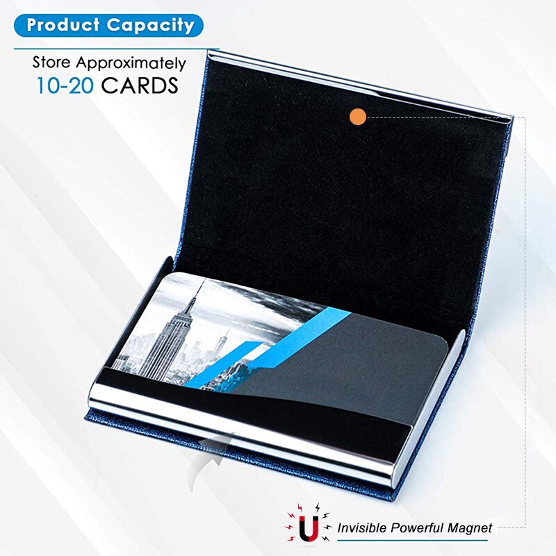 Business Card Holder with Magnetic Buckle Slim Stainless Steel Pocket Business Name Card Carrier Case