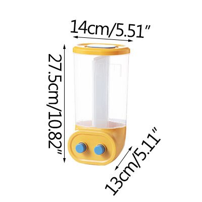 Distributeur de céréales mural, conteneurs de cuisine, distributeur de céréales, conteneurs de stockage des aliments scellés, boîte alimentaire, récipient de céréales à domicile: 2 grids yellow