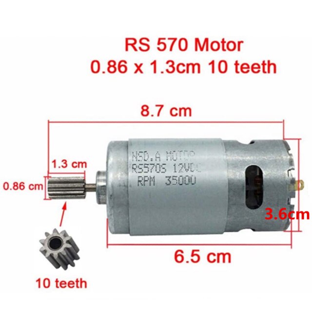 6V 12V RS390 4WD Kinderen Elektrische Off-Road Voertuig 1.2 Gaten Motor Versnellingsbak, rit Op Speelgoed Elektrische Motorfiets: RS570 12V 35000