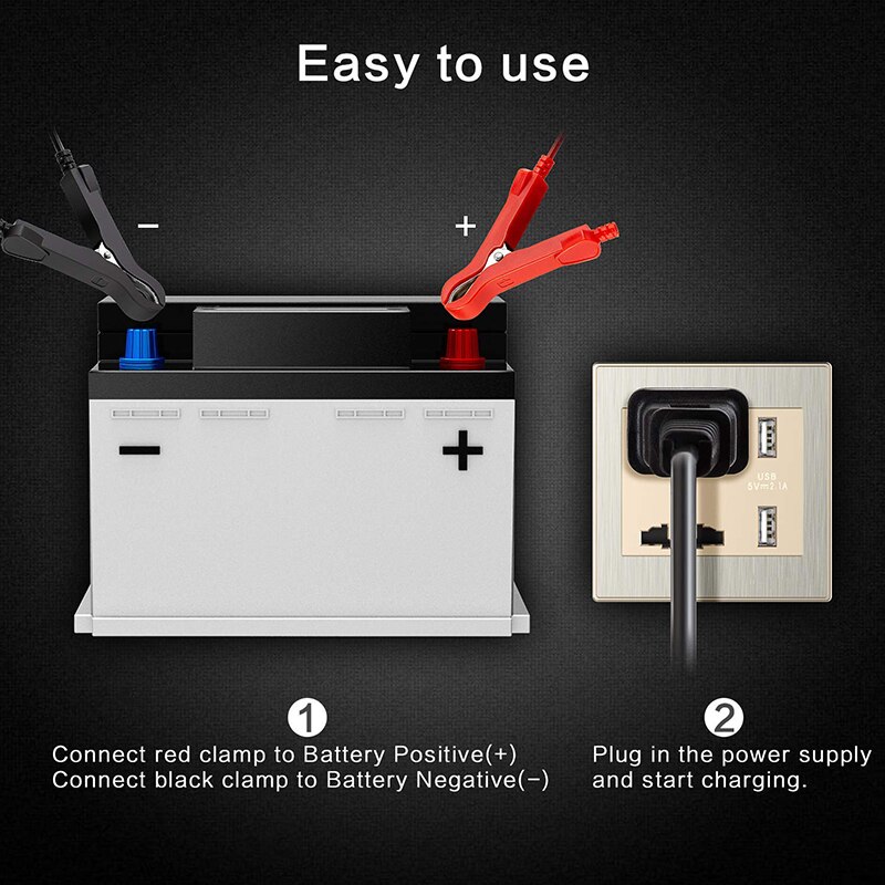LUNDA Helautomatisk Bilbatterilader - 12V 8A / 24V 4A smart Hurtiglading, LCD-skjerm til AGM, gel, VÅTE Blysyrebatterier