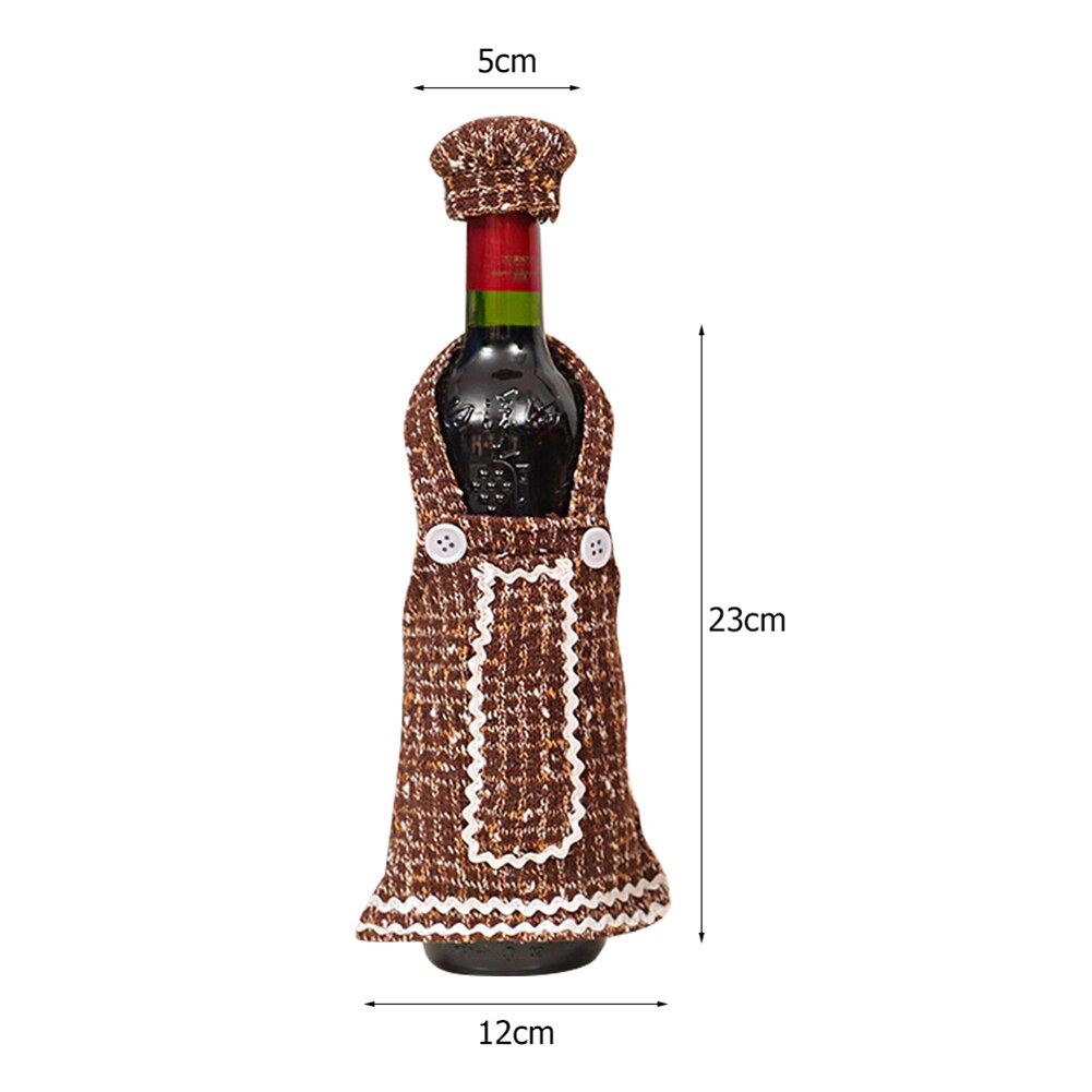 Kerst Schort Wijnfles Cover Bag Leuke Fles Houder Festival Decor Levert Jaar Etentje Tafel Decors: Dark Brown