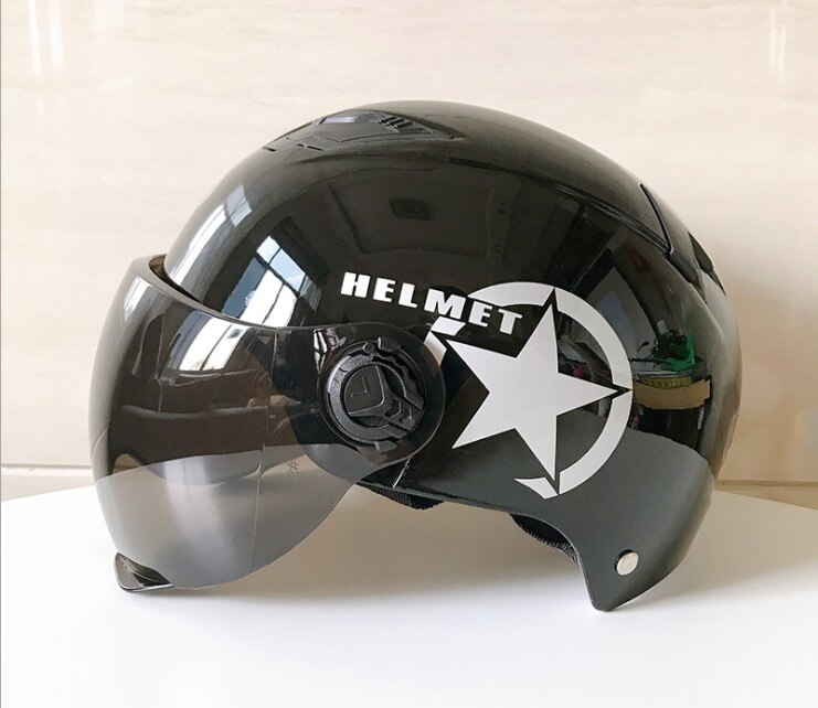 Motorrad Helm Rolle Fahrrad offen Gesicht Halb Baseball Kappe Anti-Uv Sicherheit Harte Hütte Moto-Cross Helm Radfahren Fahrrad Ausrügestochen: hell Schwarz