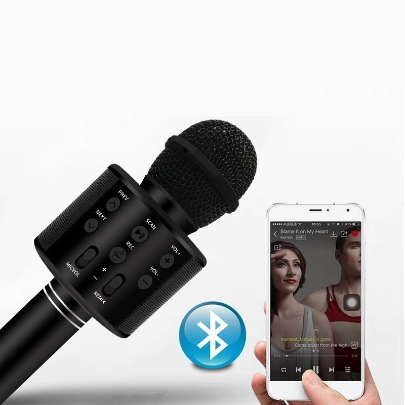 WS858 mikrofon Handheld Bluetooth Wireless Karaoke Microphone Phone Player MIC Speaker Record Music KTV Microfone for iPhone PC