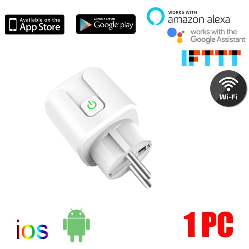 EU 16A Smart Plug WiFi Socket Smart Life APP Remote Control Power Outlet Works With Alexa Google Assistant Inteligente Enchufe: 1pc
