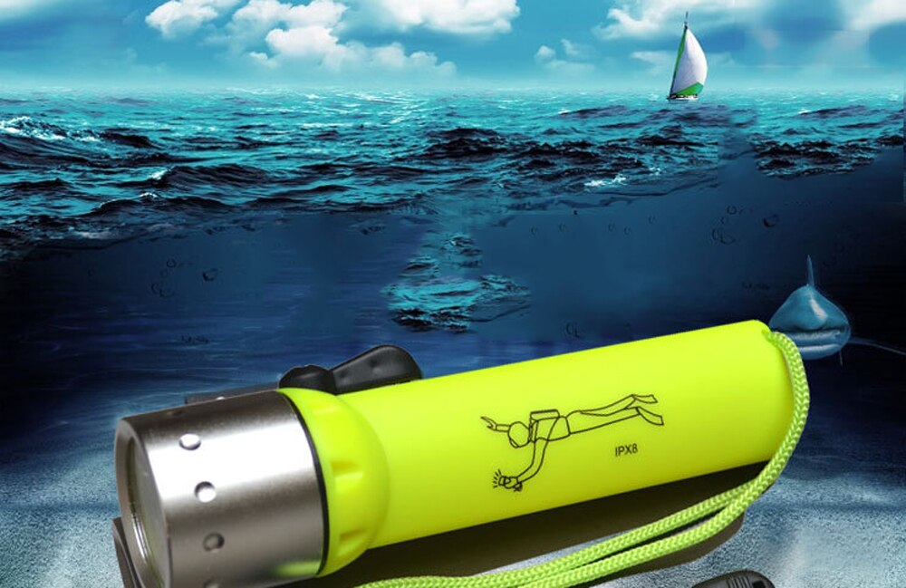 Linterna de buceo superbrillante, luz LED Q5 de 2000LM, resistente al agua, equipo de buceo profundo