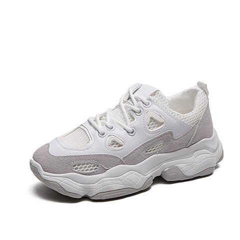 Sports Shoes Women's Outdoor Mesh Lace Up Running Breathable Shoes Women Trend Sneakers Sports Wear For Women Gym Tide Feminino: White / 6