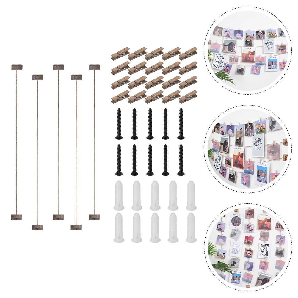 1 Set DIY Wall Art Decor Hanging Photo Display String Pictures Collage Frame