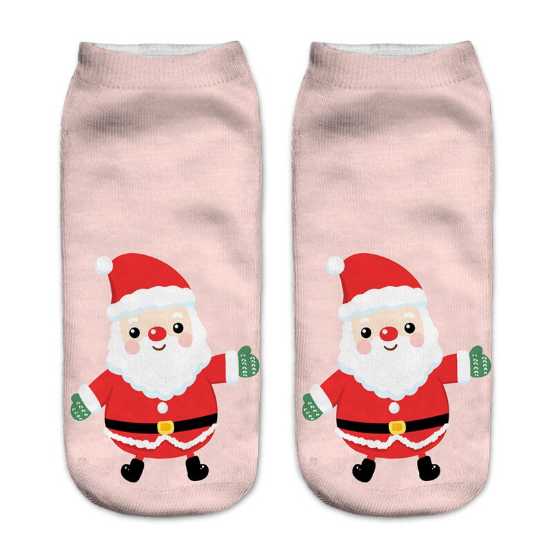 Kvinner 3d printin julesokker unisex tegneserie elg snømann santa sokker kvinner low cut ankel julesokker calcetines mujer -086