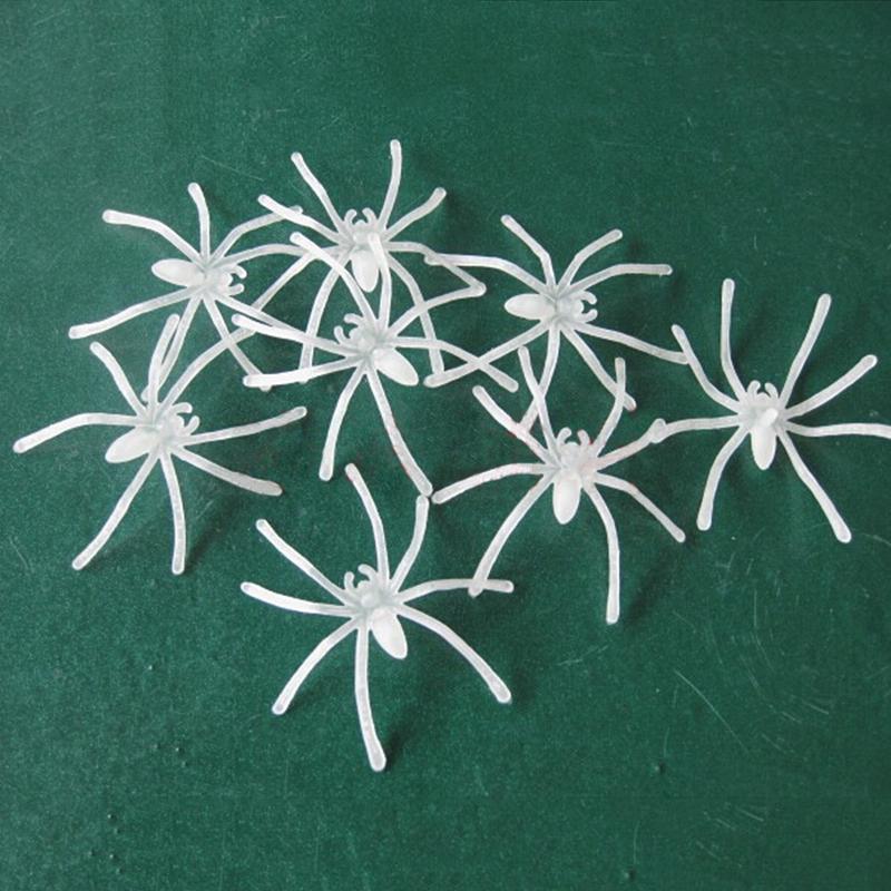 20 Pcs Halloween Decoratie Festival Levert Plastic Wit Glow Spider Funning Grapje Speelgoed Decoratie Realistische Prop