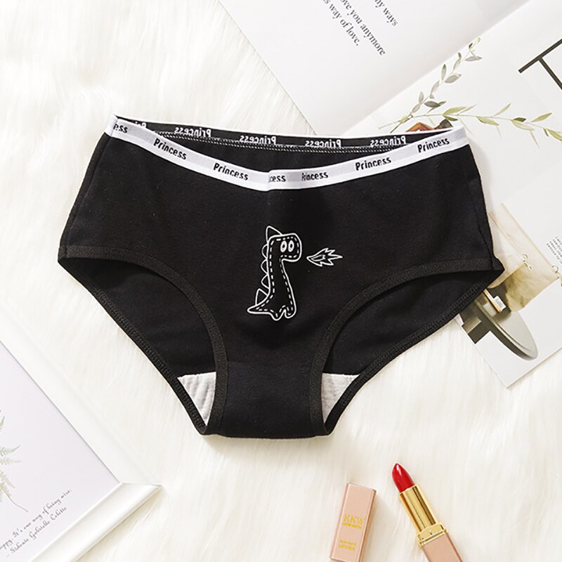 Bragas de algodón con dibujos animados para mujer, ropa interior de tiro medio, suave, cómoda, íntima