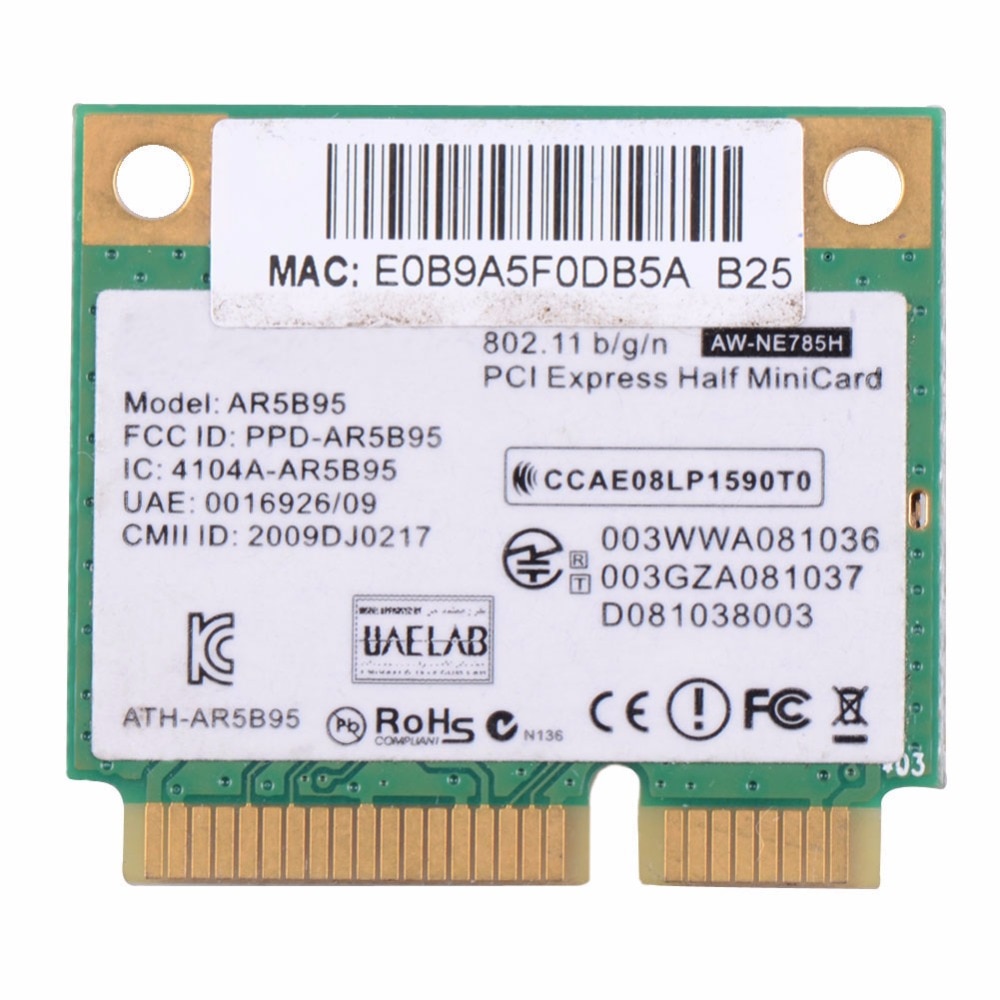 Laptop Network Cards AR5B95 AR9285 WiFi Half Mini PCI-E Wireless Card 518436-002 Notebook Computer Network Cards VCA66 P51