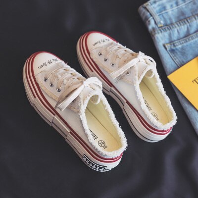 2022 sommer tøfler trendy sko uden hæl kanvas sko hvid dame stilfulde sneakers ingen ryg ensfarvede sneakers: Hvid / 35