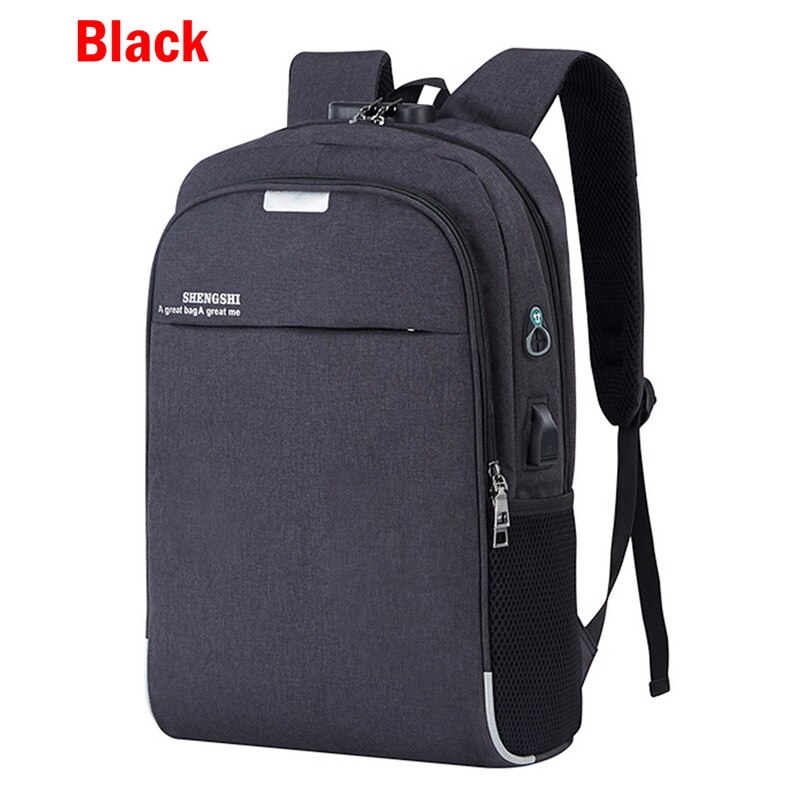 SHUJIN Laptop Backpack USB Charging 15.6 inch Theft Women Men School Bags For Teenage Girls College Travel Backpack Male: Black