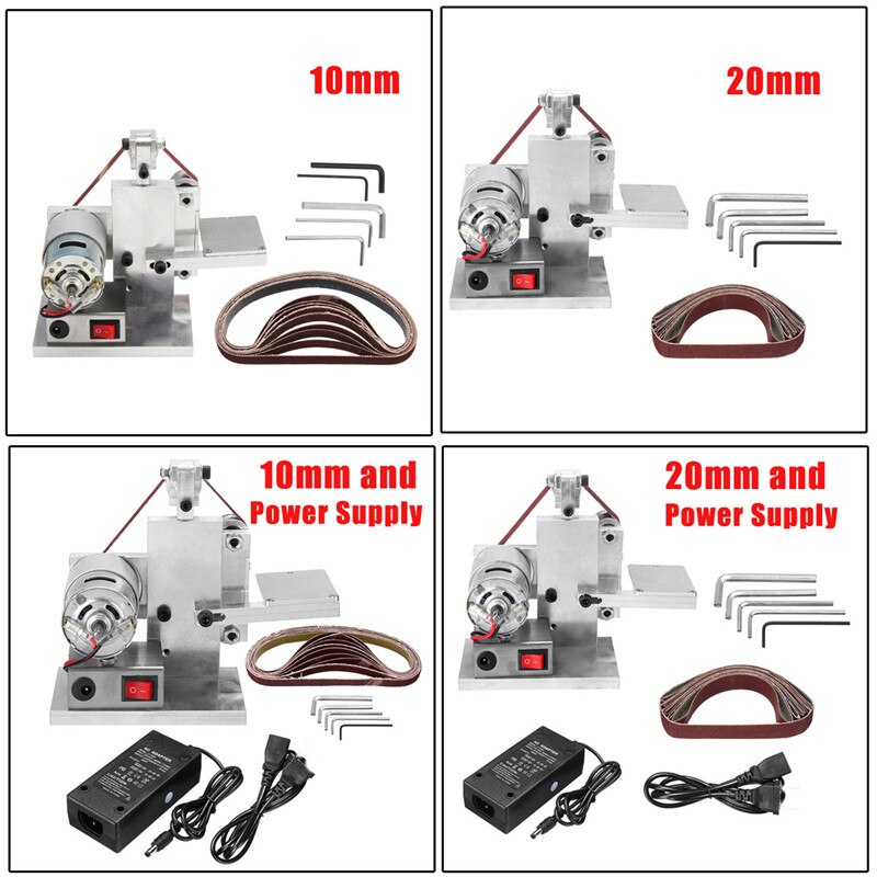 110-240v elektrisk bandslipmaskin polering slipmaskin kniv eggar slipare träbearbetning metall slipmaskin och 10 st slipband