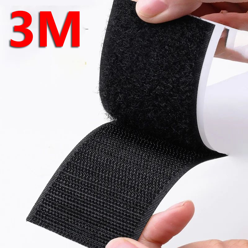 5M Reusable Self-adhesive Hook and Loop Fastener Tape Magic Nylon Sticker Strips with Glue for DIY Craft Accessories Black White