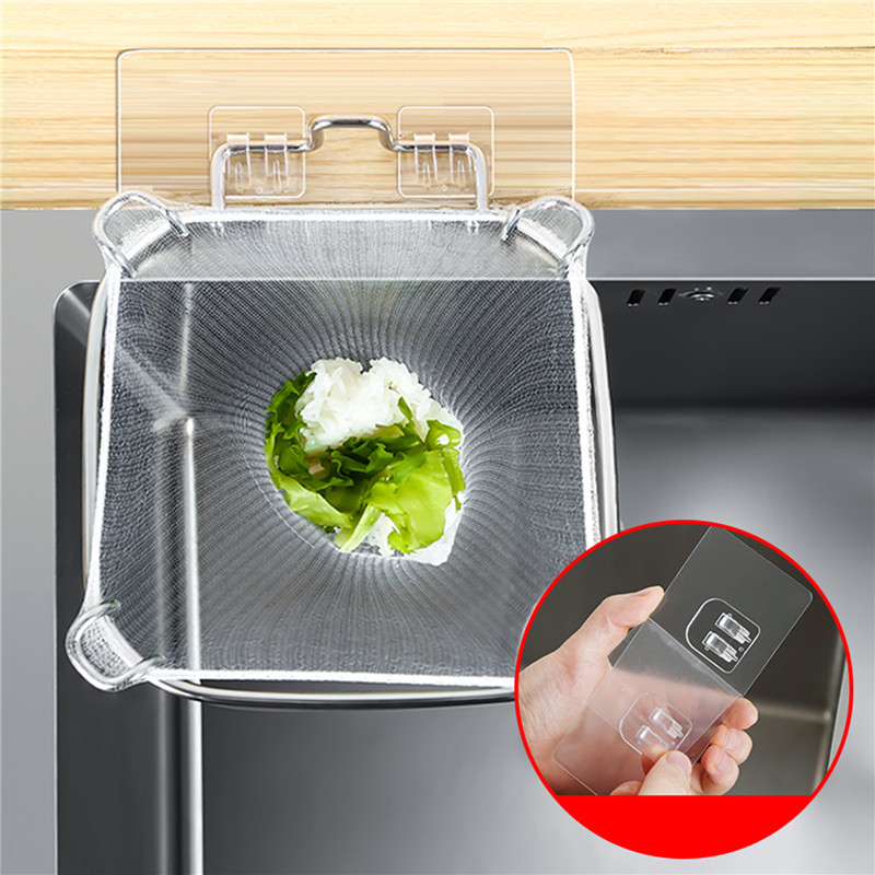 Sink Filter Rack Kitchen Foldable Sink Strainer Mesh Bag Stand Waste Garbage Net Shelf Anti-Clogging Disposable Garbage Mesh Bag