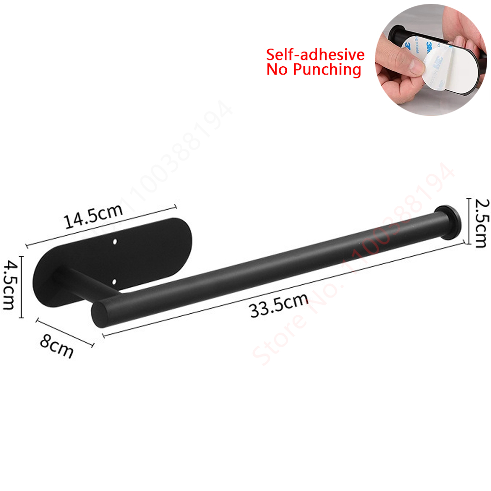 Adhesive Hanging Paper Roll Towel Holder Bathroom Toilet Storage Stand Kitchen Organizer Napkin Rack Stainless Steel Wall Mount